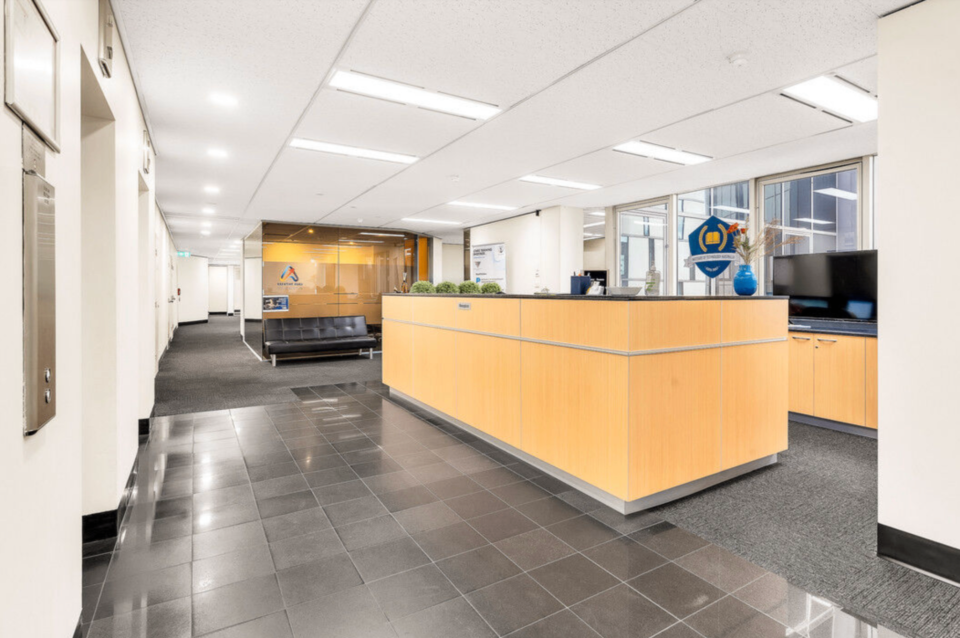 Cowork Adelaide reception area and community space on Level 3, 97 Pirie Street